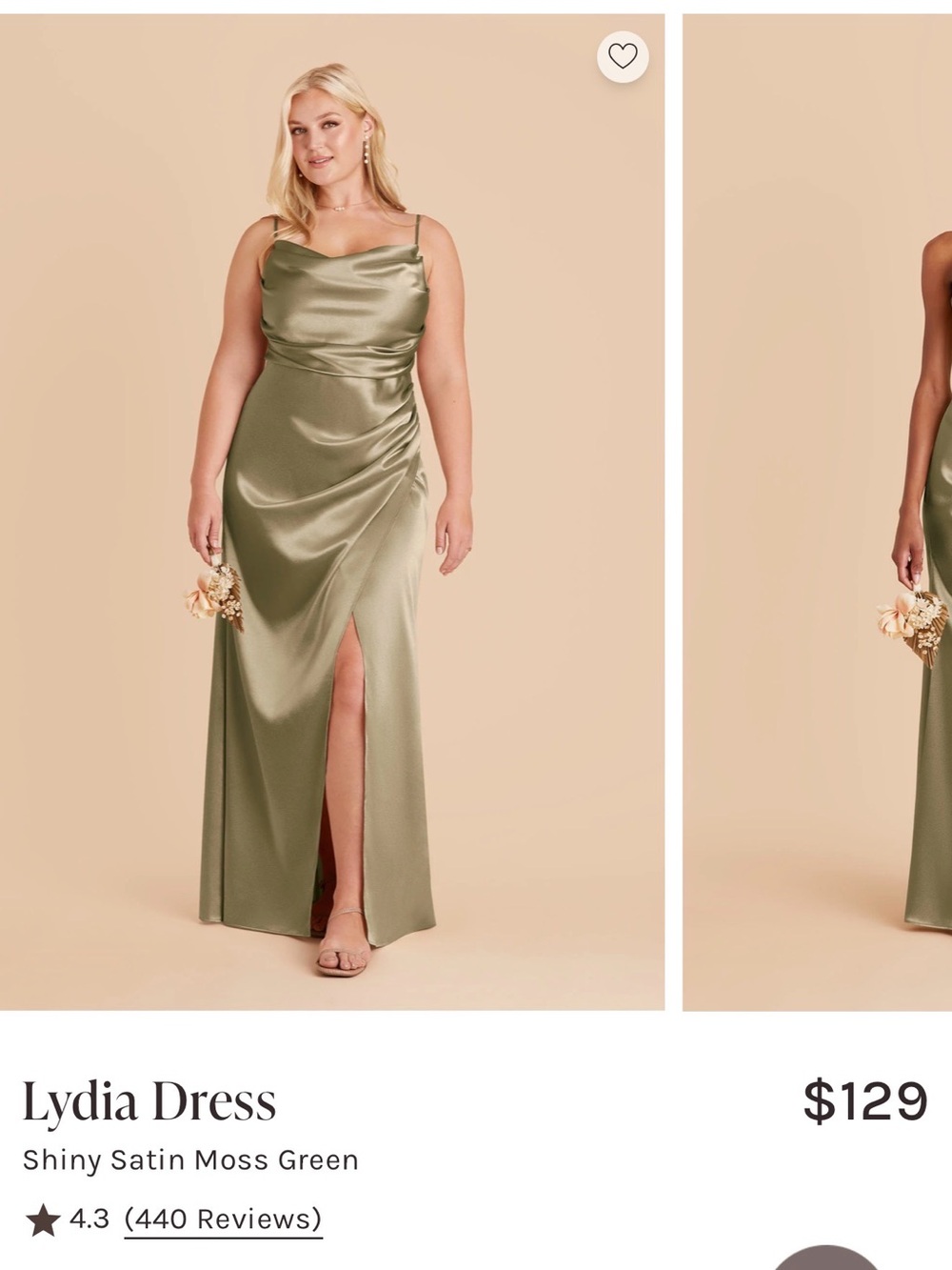 Birdy Grey Moss Green Satin Slip Gown